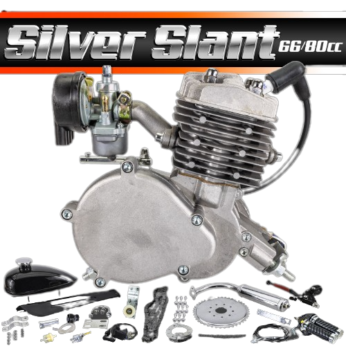 SS80 Silver Slant 66/80cc Motorized Bicycle Kit - MotoredLife